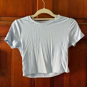 Garage Ribbed Crop Tee size M/ L | Blue Fitted T-Shirt crop top y2k shirt top